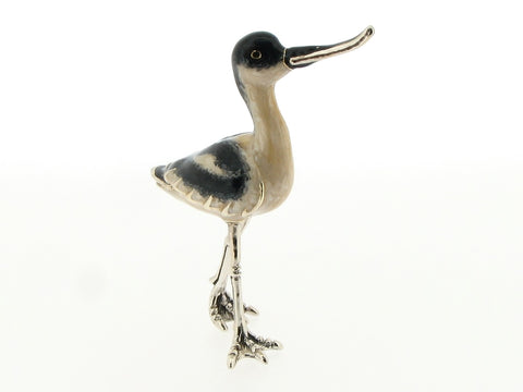 Silver and Enamel Avocet