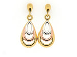 9ct Three Colour Gold Earrings