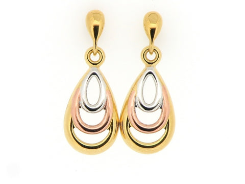 9ct Three Colour Gold Earrings