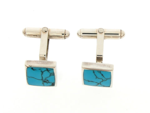 Silver and Imitation Turquoise Cufflinks