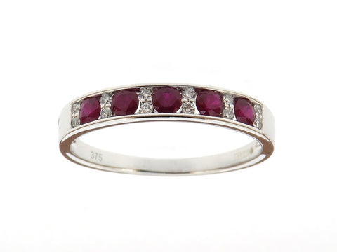 Ruby and Diamond Half Eternity Ring