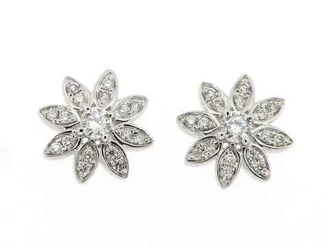 Diamond Flower Shaped Cluster Earrings