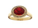 Fire Opal and Diamond Cluster Ring