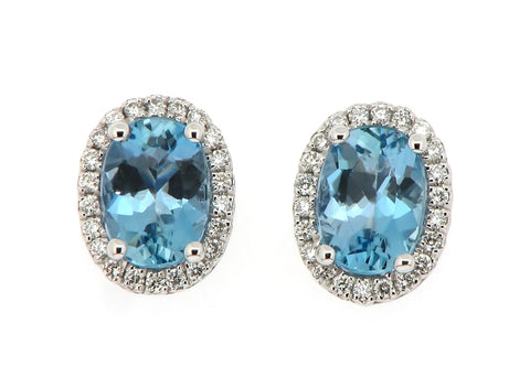 Aquamarine and Diamond Cluster Earrings