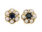 Sapphire and Pearl Cluster Earrings