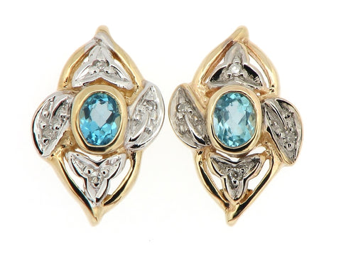 Blue Topaz and Diamond Earrings