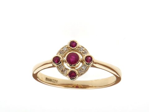 Ruby and Diamond Cluster Ring