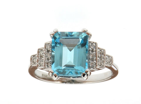 Blue Topaz and Diamond Ring