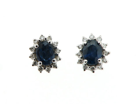 Sapphire and Diamond Cluster Earrings