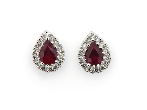 Ruby and Diamond Cluster Earrings