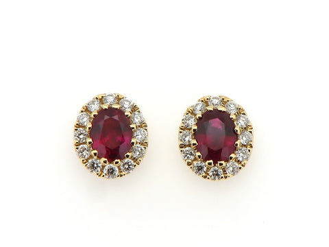 Ruby and Diamond Cluster Earrings