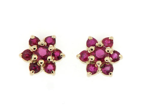 Ruby Cluster Earrings