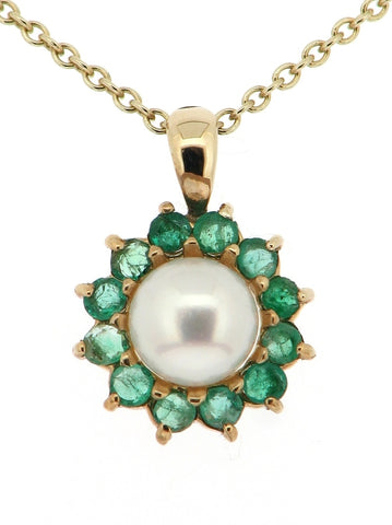 Pearl and Emerald Cluster Pendant