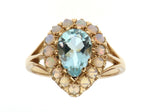 Blue Topaz and Opal Cluster Ring