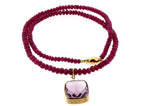 Ruby Necklace with Amethyst Clip