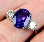 Tanzanite and Diamond Three Stone Ring